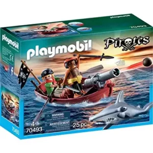 Pirates’ rowboat with hammer shark