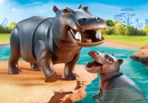 Hippopotamus and its cub