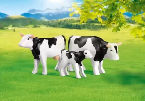 2 Black Cows with Calf