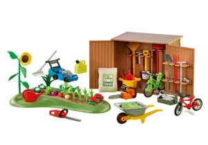 Tool shed with small vegetable garden