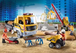 Construction site with dump truck