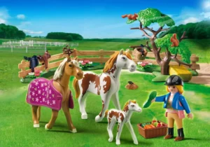 Paddock with Horses and Pony