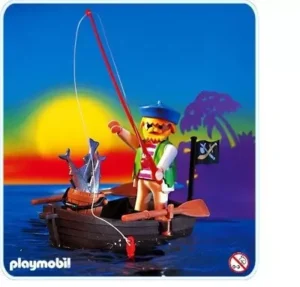 Pirate on rowboat