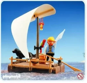 Pirate on raft (white sail)