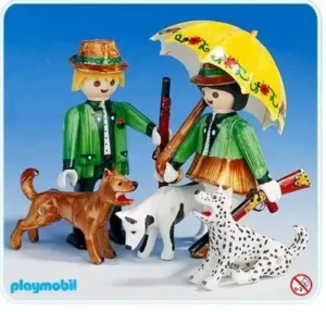 Hunters with dogs