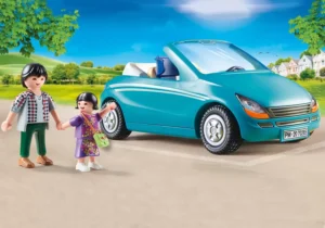 Daddy with child and convertible car
