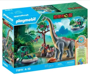 Brachiosaure Avec Explorateurs Et AÃ©roglisseur