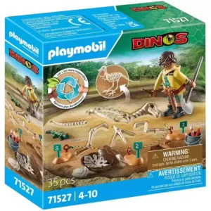 Archaeological dig with dinosaur skeleton
