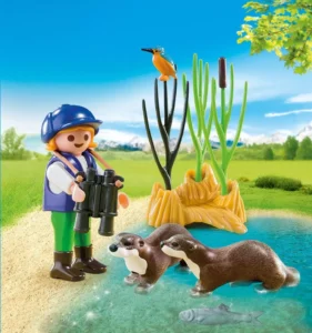 Young Explorer with Otters