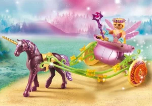 Flower fairy with unicorn carriage