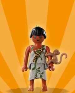 Stone age woman with monkey