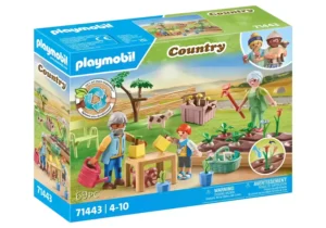 Idyllic vegetable garden with grandparents