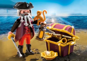 Pirate with treasure chest