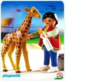 Baby Giraffe with Zookeeper