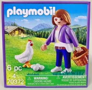 Girl, hen and eggs
