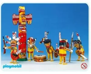 Indians with Totem Pole