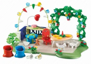 Garden with festive decorations