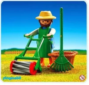 Gardener with Lawnmower