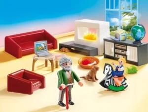 Living room with fireplace