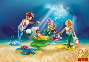 Mermaid family with Shell Pram