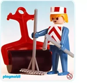 Worker with steamroller
