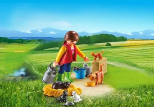 Woman with Cat Family