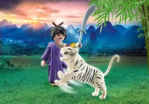 Asian warrior with white tiger