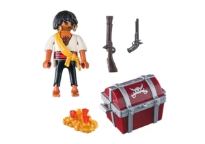 Pirate with treasure chest