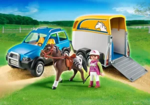 Car With Trailer And Horse