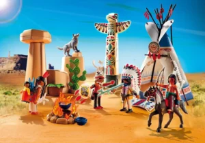 Native American Camp with Totem Pole