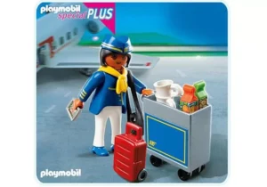 Flight Attendant with Service Cart