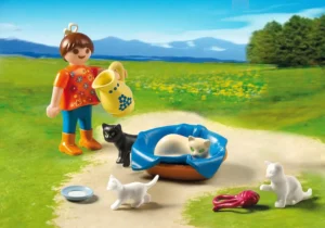 Girl with Cat Family