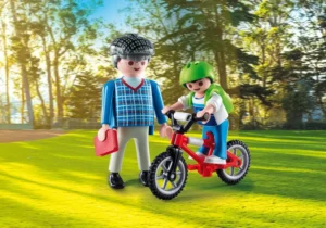Grandpa + boy with bicycle