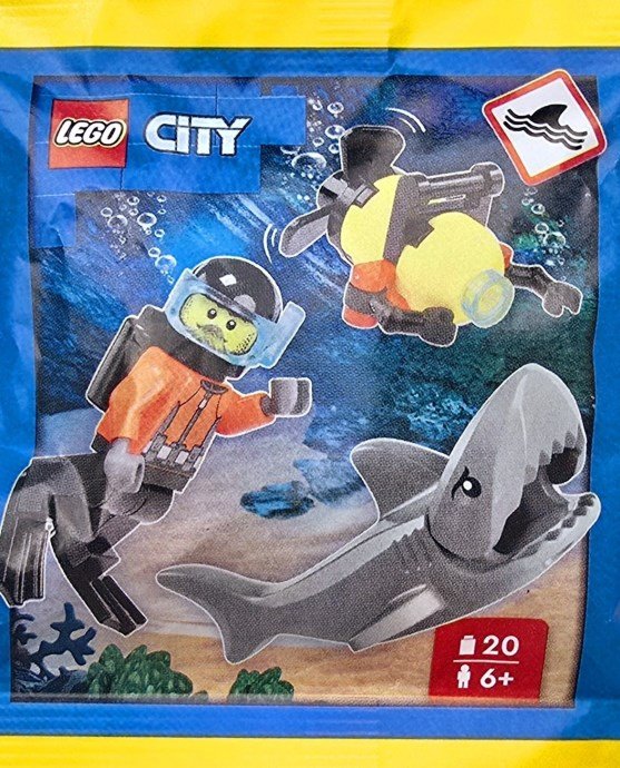 Diver with Robot and Shark