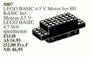 Basic Motor 4.5V, Motor and Gear Housing. For use with set 810